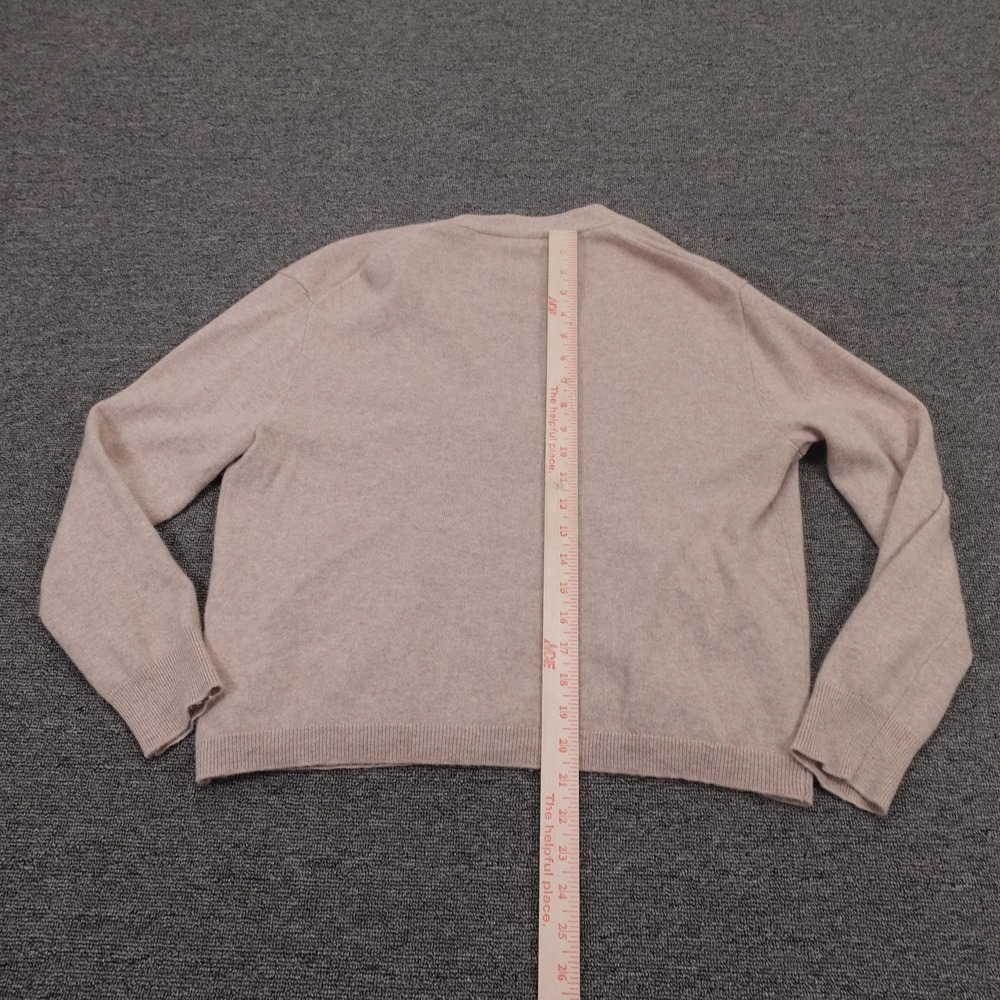 J.CREW Cardigan Sweater Womens Medium Beige 100% Cashmere V Neck Button Front - Picture 4 of 8